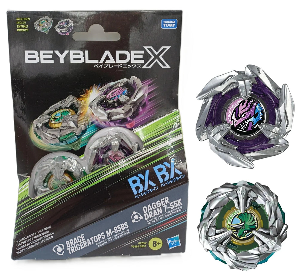 BEYBLADE X - Brace Triceratops M-85BS & Dagger Dran 7-55K